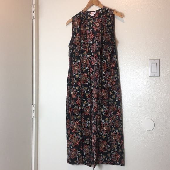 Lularoe Joy Sleeveless Vest Duster Black/brown - Picture 1 of 6